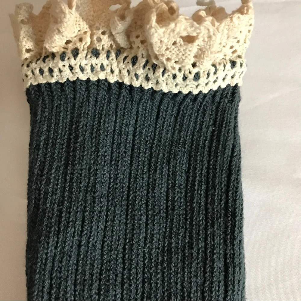 Two pairs Socks Teal Boot Socks and Black Marble w/Crochet‎ Tops NWT
